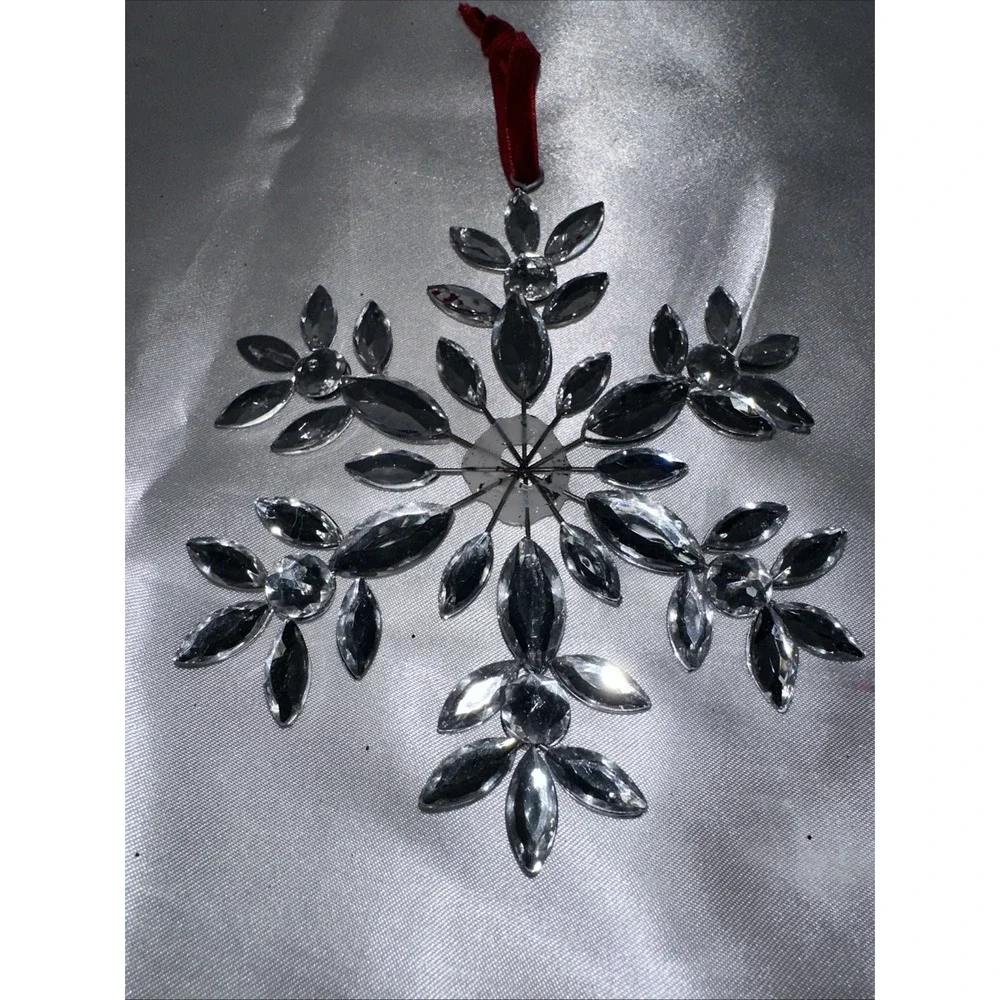 Pier One Snowflake Ornament Shiny Gem bling Decoration Needs TLC Repair